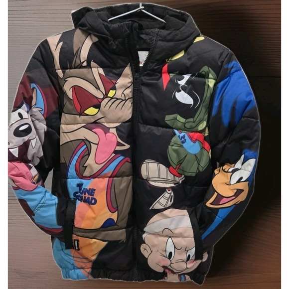 Looney Tunes Mania Other - Space Jam Tune Squad Kids Puffer Jacket Hooded Looney Tunes Full Zip Size 10 12